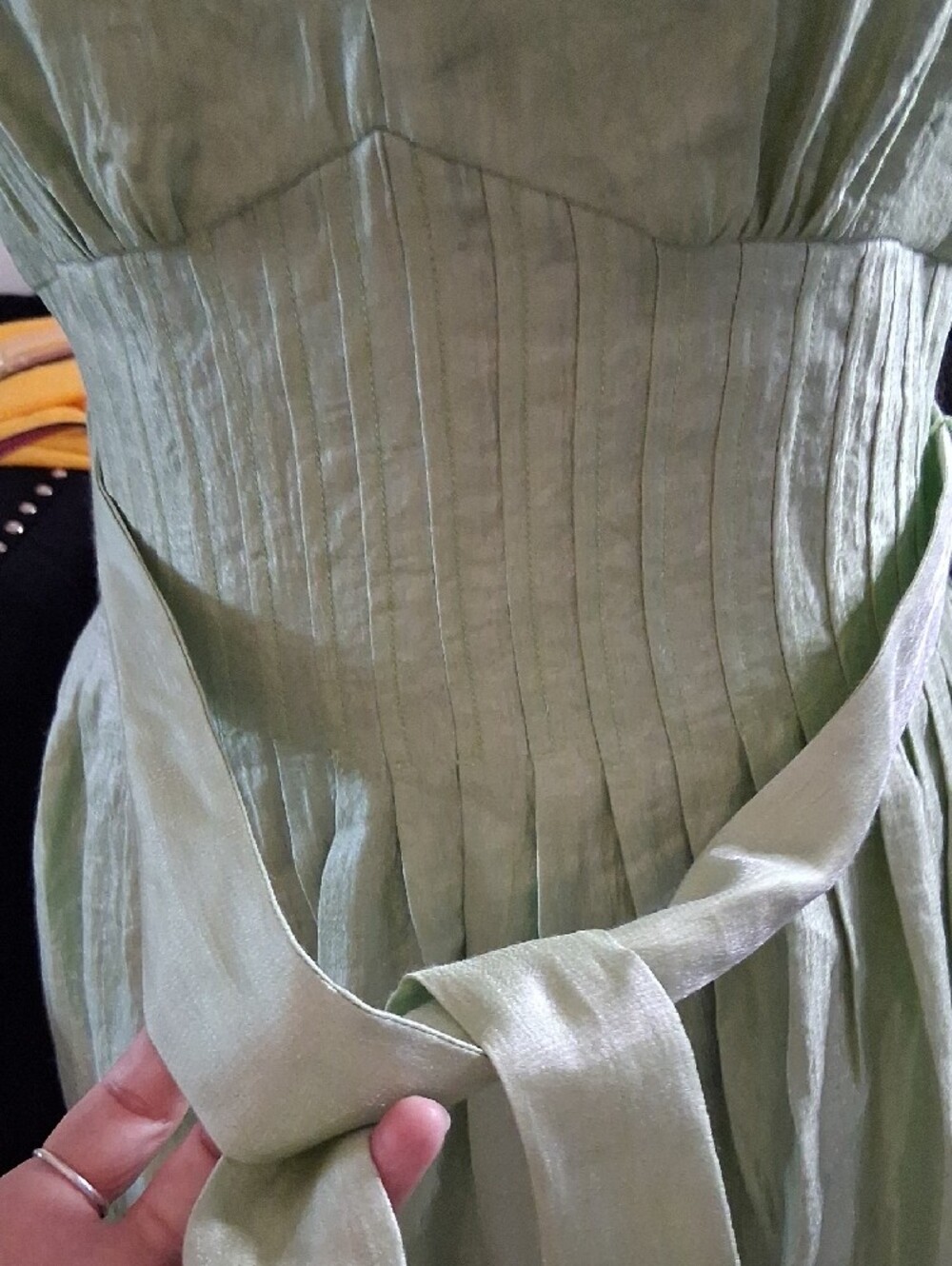 Maggy London Light Green Sleeveless Midi Dress with Self-Tie Waist - Picture 15 of 15